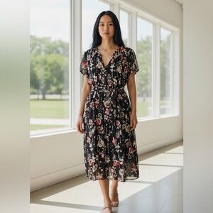 Robert Louis Black Floral Midi Dress